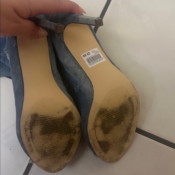 Stylish Denim Peep-Toe Stiletto Boots - Picture 2 of 5